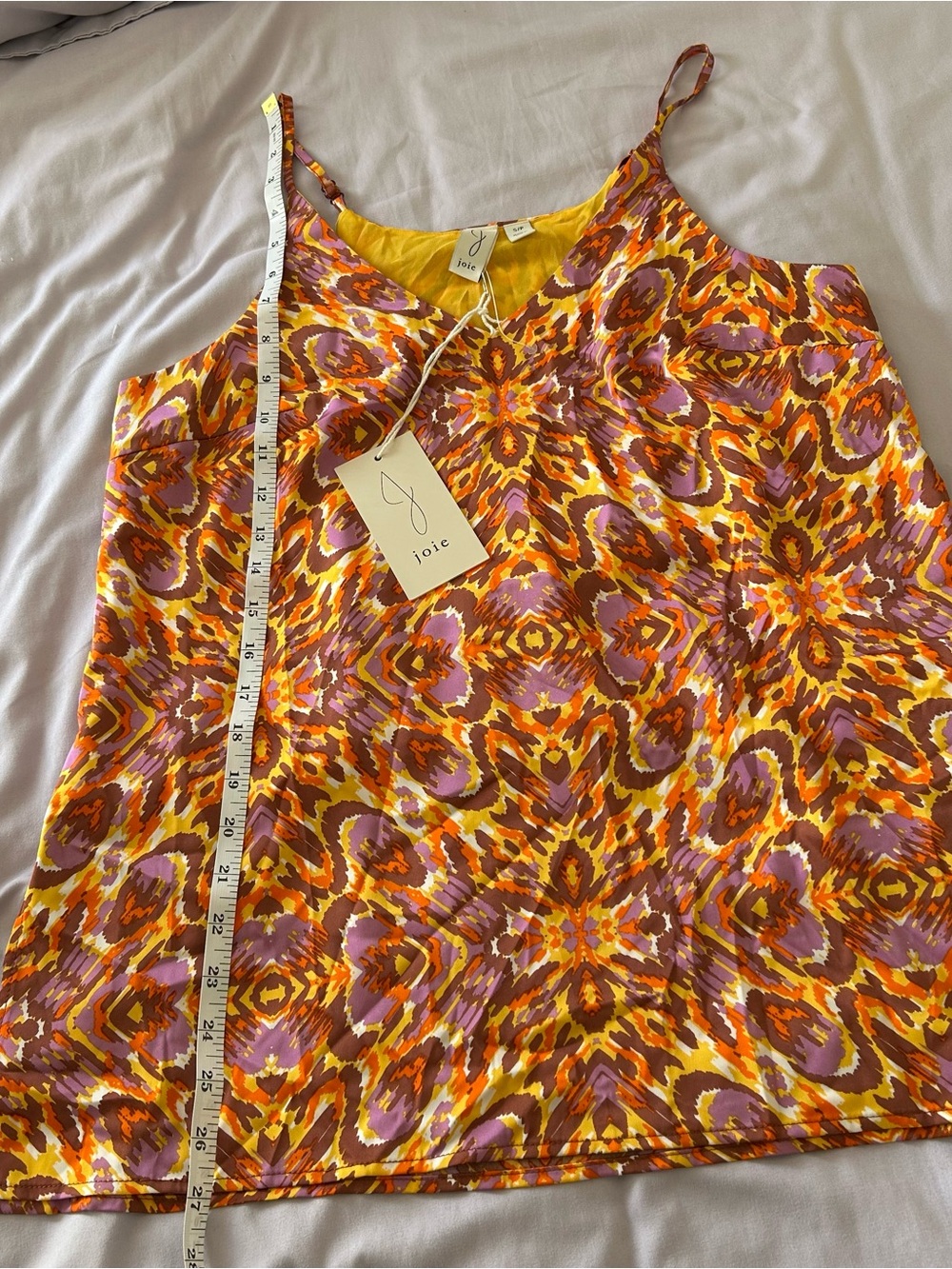 Joie Yellow Orange Purple Printed V-Neck Tank - Picture 4 of 6